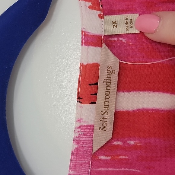 SOFT SURROUNDINGS 2X BONDI DRESS PINK RED CREAM - Picture 12 of 16